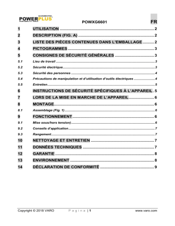 Powerplus POWXG6601 Manuel du propriétaire | Fixfr