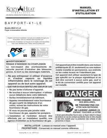 Kozyheat Bayport 41 Traditional Log & Birch Log Gas Fireplace Manuel du propriétaire | Fixfr