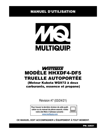 MQ Multiquip HHXDF5 Truelles ride-on Mode d'emploi | Fixfr