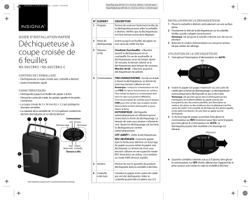 Insignia NS-S6CCBK2 6-Sheet Crosscut Shredder Guide d'installation rapide | Fixfr