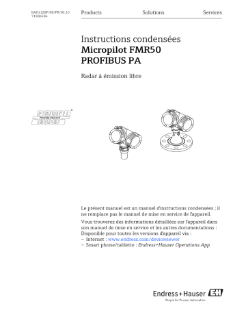 Endres+Hauser Micropilot FMR50 PROFIBUS PA Brief Manuel utilisateur | Fixfr