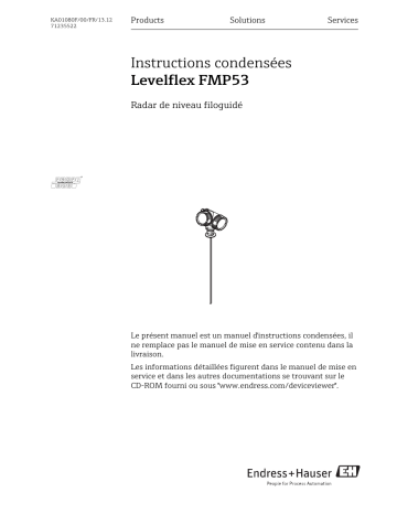 Endres+Hauser Levelflex FMP53 PROFIBUS PA Brief Manuel utilisateur | Fixfr