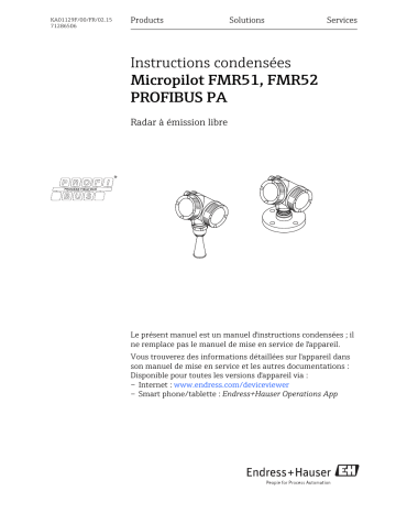 Endres+Hauser Micropilot FMR51, FMR52 PROFIBUS PA Brief Manuel utilisateur | Fixfr