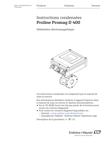 Endres+Hauser Proline Promag D 400 Brief Manuel utilisateur | Fixfr