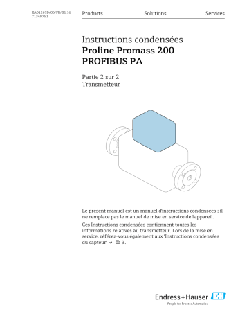 Endres+Hauser Proline 200 PROFIBUS PA Brief Manuel utilisateur | Fixfr