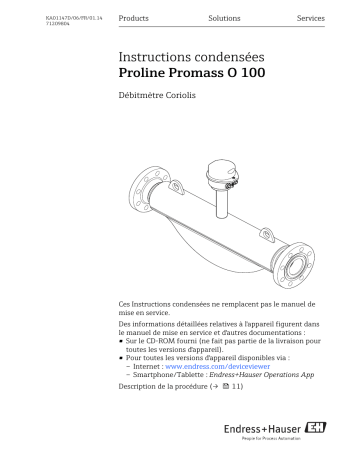 Endres+Hauser Proline Promass O 100 Brief Manuel utilisateur | Fixfr