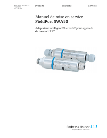 Endres+Hauser FieldPort SWA50 Mode d'emploi | Fixfr