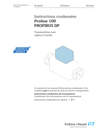 Endres+Hauser Proline 100 PROFIBUS DP Brief Manuel utilisateur | Fixfr