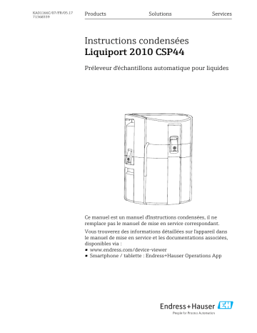 Endres+Hauser Liquiport 2010 CSP44 Manuel utilisateur | Fixfr