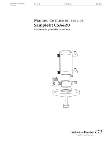 Endres+Hauser Samplefit CSA420 Mode d'emploi | Fixfr