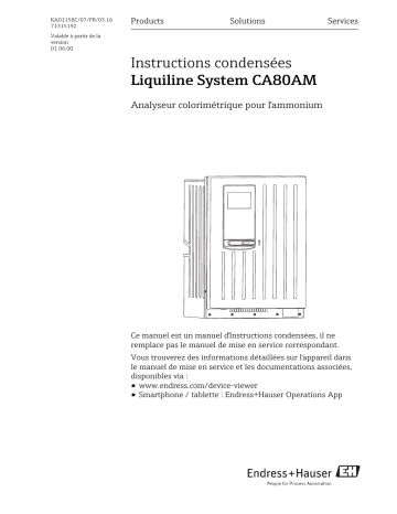 Endres+Hauser Liquiline System CA80AM Manuel utilisateur | Fixfr