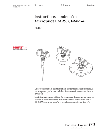 Endres+Hauser Micropilot FMR53, FMR54 HART Brief Manuel utilisateur | Fixfr