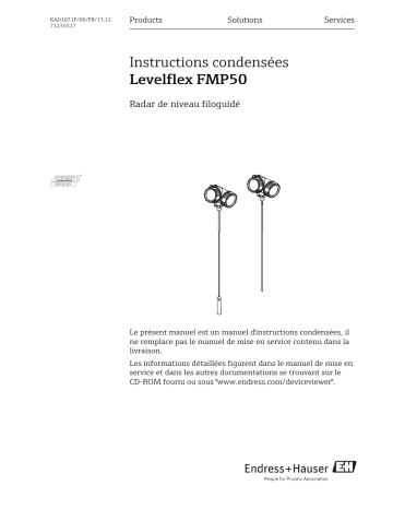 Endres+Hauser Levelflex FMP50 PROFIBUS PA Brief Manuel utilisateur | Fixfr