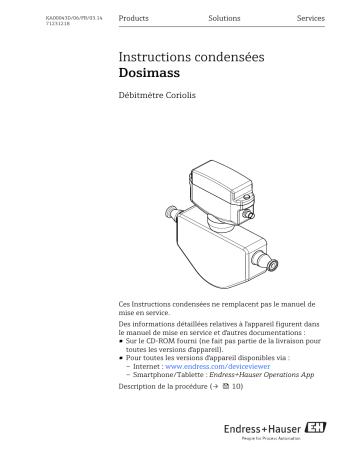 Endres+Hauser Dosimass Brief Manuel utilisateur | Fixfr