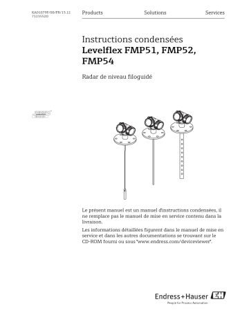 Endres+Hauser Levelflex FMP51, FMP52, FMP54 PROFIBUS PA Brief Manuel utilisateur | Fixfr
