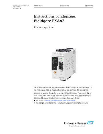 Endres+Hauser Fieldgate FXA42 Manuel utilisateur | Fixfr