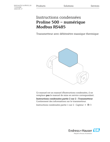 Endres+Hauser Proline 500 – digital Modbus RS485 Manuel utilisateur | Fixfr
