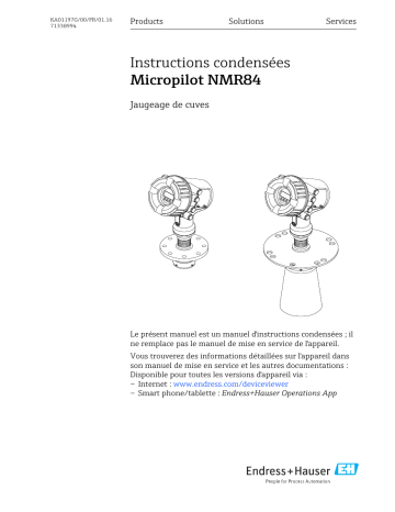 Endres+Hauser Micropilot NMR84 Manuel utilisateur | Fixfr