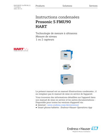 Endres+Hauser Prosonic S FMU90 HART Manuel utilisateur | Fixfr