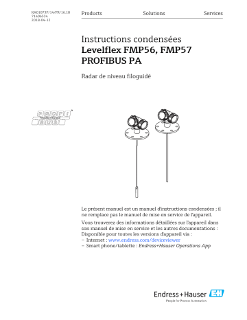 Endres+Hauser Levelflex FMP56, FMP57 PROFIBUS PA Brief Manuel utilisateur | Fixfr