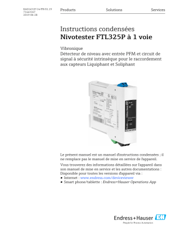 Endres+Hauser Nivotester FTL325P single-channel Manuel utilisateur | Fixfr