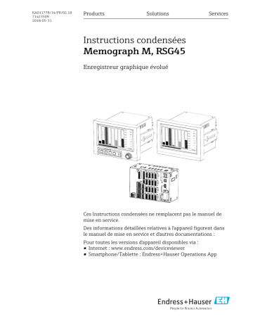 Endres+Hauser Memograph M, RSG45 Brief Manuel utilisateur | Fixfr