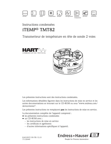 Endres+Hauser iTEMP TMT82 Manuel utilisateur | Fixfr