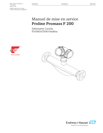 Endres+Hauser Proline Promass F 200 Mode d'emploi | Fixfr