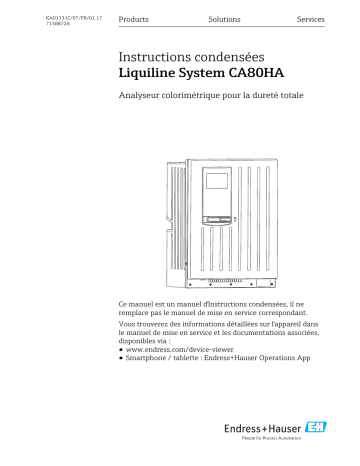 Endres+Hauser Liquiline System CA80HA Manuel utilisateur | Fixfr