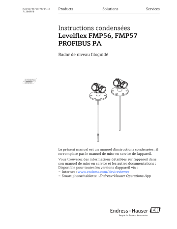 Endres+Hauser Levelflex FMP56, FMP57 PROFIBUS PA Brief Manuel utilisateur | Fixfr