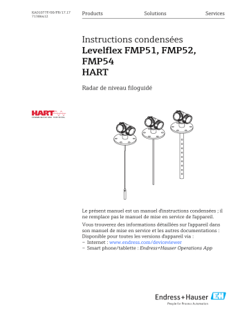 Endres+Hauser Levelflex FMP51, FMP52, FMP54 HART Brief Manuel utilisateur | Fixfr