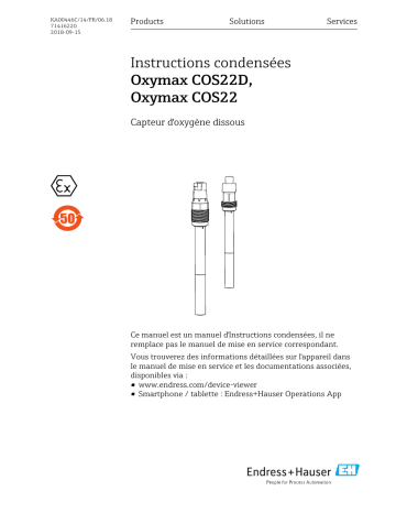 Endres+Hauser Oxymax COS22D, Oxymax COS22 Brief Manuel utilisateur | Fixfr