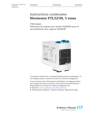 Endres+Hauser Nivotester FTL325N, 3-channel Manuel utilisateur | Fixfr