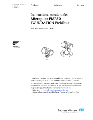 Endres+Hauser Micropilot FMR50 FOUNDATION Fieldbus Brief Manuel utilisateur | Fixfr
