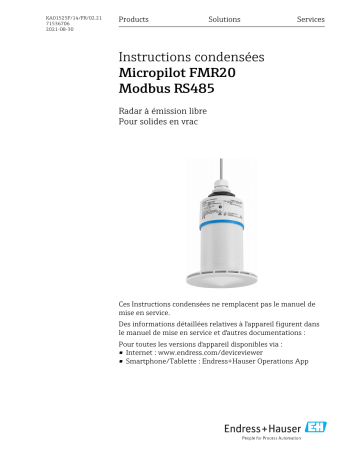 Endres+Hauser Micropilot FMR20 MODBUS RS485 Manuel utilisateur | Fixfr