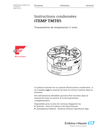 Endres+Hauser iTEMP TMT85 Manuel utilisateur | Fixfr