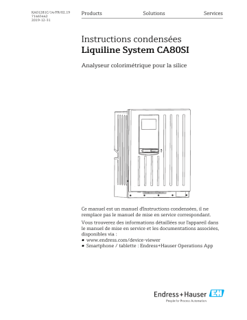 Endres+Hauser Liquiline System CA80SI Manuel utilisateur | Fixfr