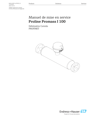 Endres+Hauser Proline Promass I 100 Mode d'emploi | Fixfr