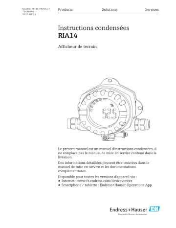 Endres+Hauser RIA14 Brief Manuel utilisateur | Fixfr