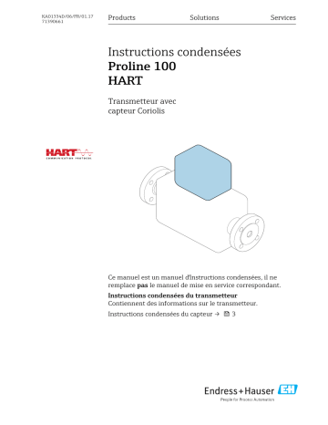 Endres+Hauser Proline 100 HART Brief Manuel utilisateur | Fixfr