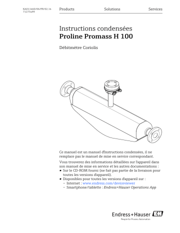 Endres+Hauser Proline Promass H 100 Brief Manuel utilisateur | Fixfr
