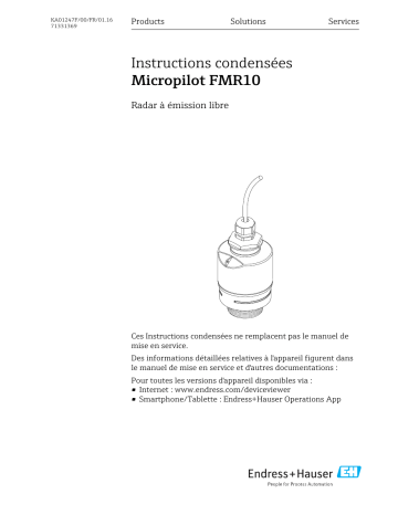 Endres+Hauser Micropilot FMR10 Manuel utilisateur | Fixfr