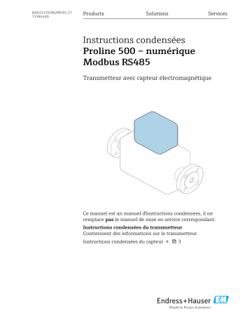 Endres+Hauser Flowmeter Proline 500 – digital Brief Manuel utilisateur | Fixfr