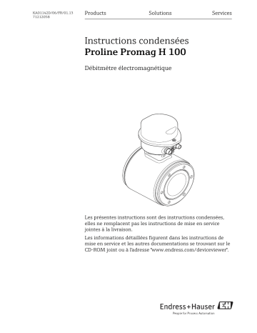 Endres+Hauser Proline Promag H 100 Brief Manuel utilisateur | Fixfr