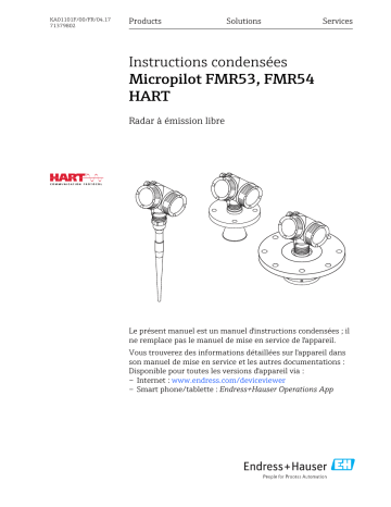 Endres+Hauser Micropilot FMR53, FMR54 HART Brief Manuel utilisateur | Fixfr