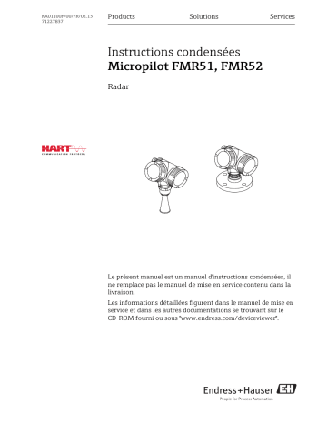 Endres+Hauser Micropilot FMR51, FMR52 HART Brief Manuel utilisateur | Fixfr