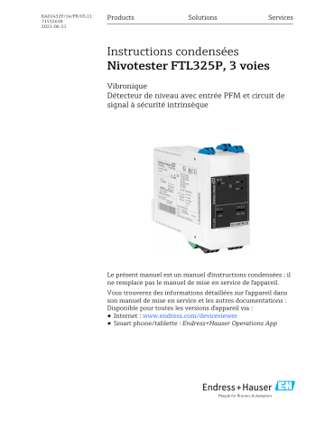 Endres+Hauser Nivotester FTL325P, 3-channel Manuel utilisateur | Fixfr