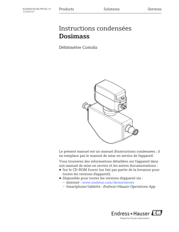 Endres+Hauser Dosimass Brief Manuel utilisateur | Fixfr