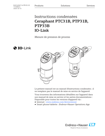 Endres+Hauser Ceraphant PTC31B, PTP31B, PTP33B IO-Link Manuel utilisateur | Fixfr