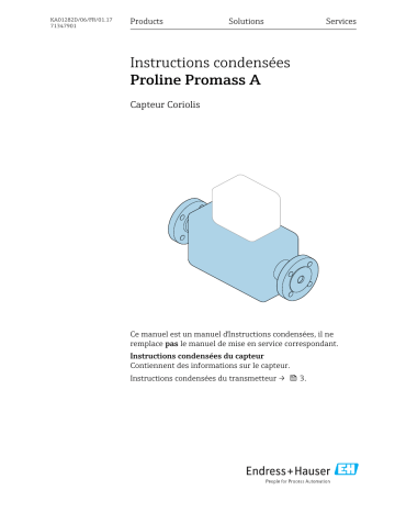 Endres+Hauser Proline Promass A Brief Manuel utilisateur | Fixfr